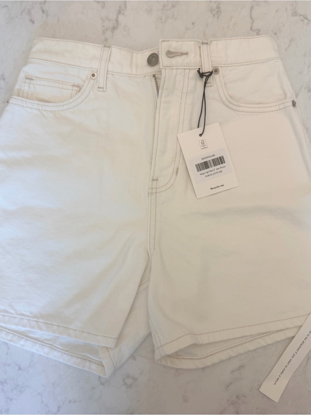 Reformation White High-Rise Denim Shorts